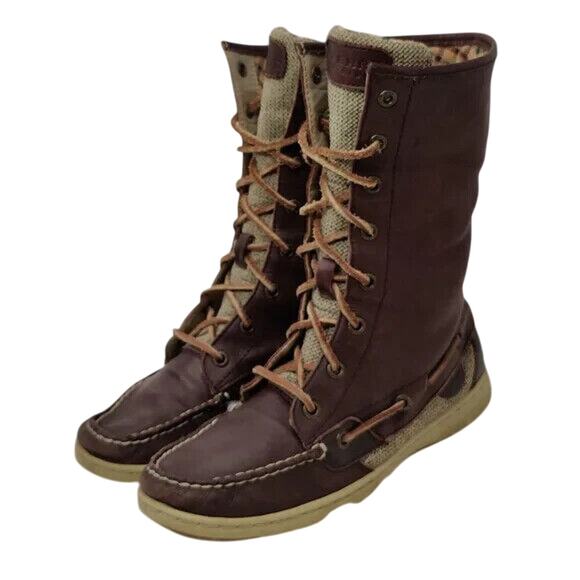 Vintage brown leather Sperry Boat shoe boots sz 7 - Picture 3 of 9